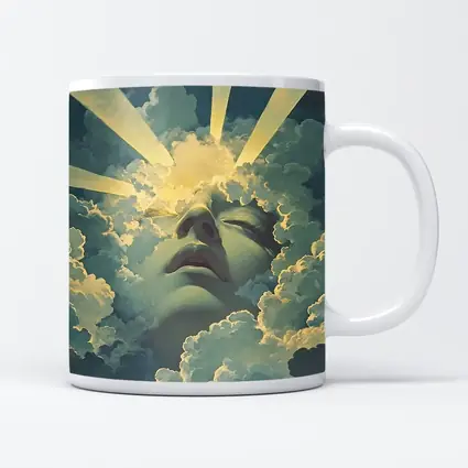 Surreal Face Emerging From Heavenly Clouds