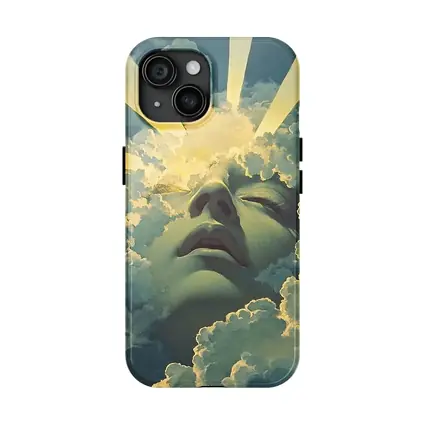 Surreal Face Emerging From Heavenly Clouds