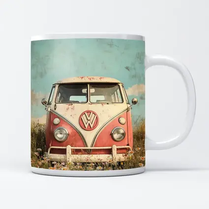 Vintage Volkswagen Bus Daisy Field Art