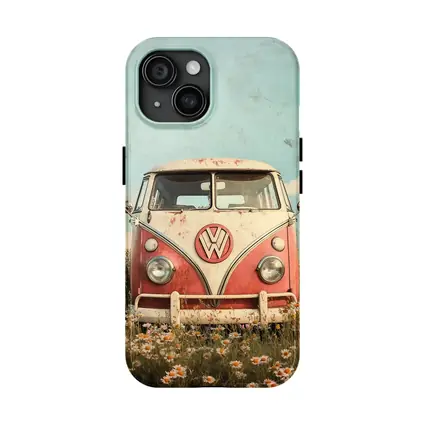 Vintage Volkswagen Bus Daisy Field Art