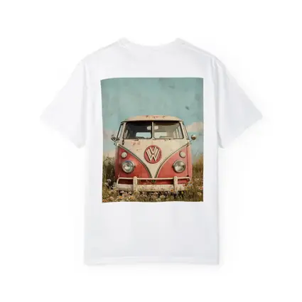 Vintage Volkswagen Bus Daisy Field Art