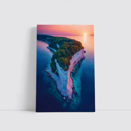 Chalk Cliffs Island Aerial Sunset Ocean View