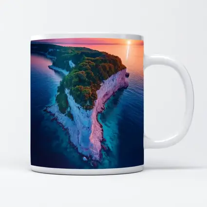 Chalk Cliffs Island Aerial Sunset Ocean View