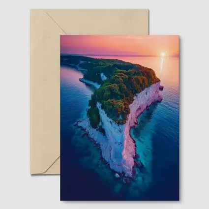 Chalk Cliffs Island Aerial Sunset Ocean View