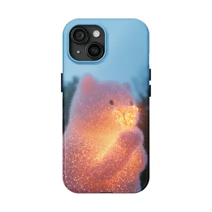 Glowing Crystal Cat Holding Butterfly Twilight