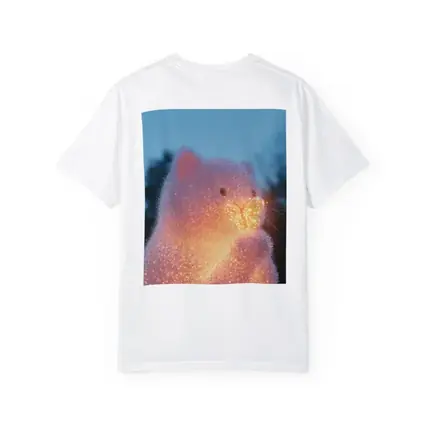Glowing Crystal Cat Holding Butterfly Twilight