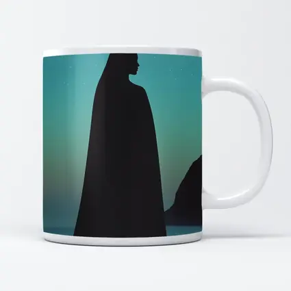 Cloaked Woman Silhouette Starry Night Sky
