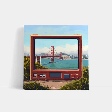 Golden Gate Bridge Pixel Art Retro TV