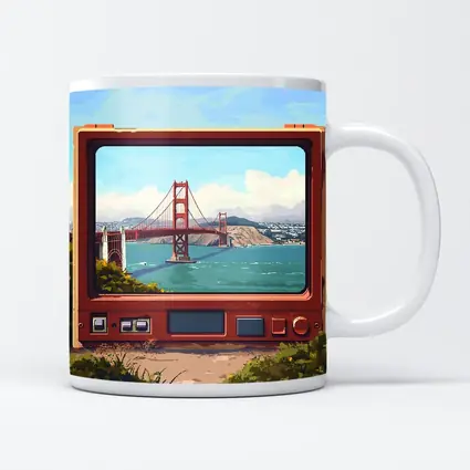 Golden Gate Bridge Pixel Art Retro TV