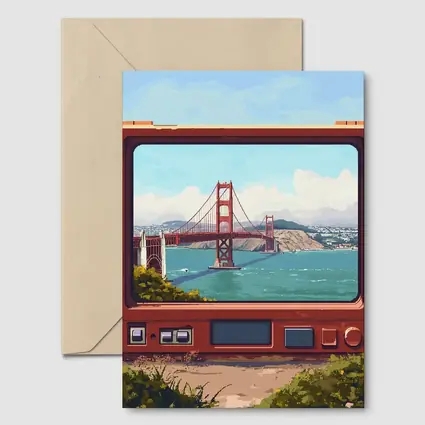 Golden Gate Bridge Pixel Art Retro TV
