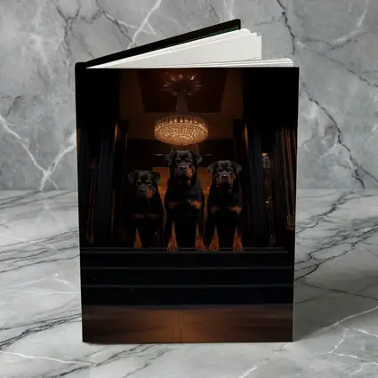 Three Rottweilers In Dark Luxury Interior