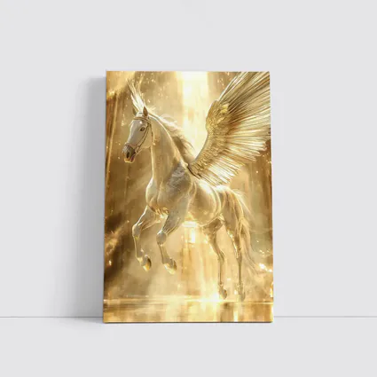 White Pegasus Golden Wings Glowing Light