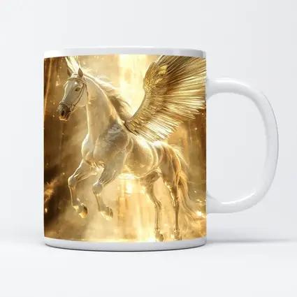 White Pegasus Golden Wings Glowing Light