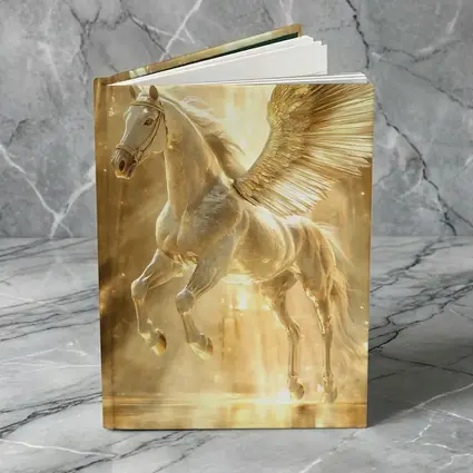 White Pegasus Golden Wings Glowing Light