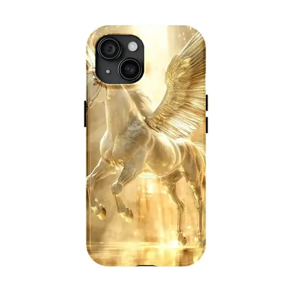 White Pegasus Golden Wings Glowing Light