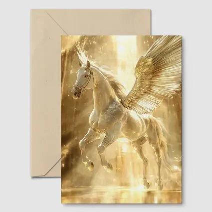 White Pegasus Golden Wings Glowing Light
