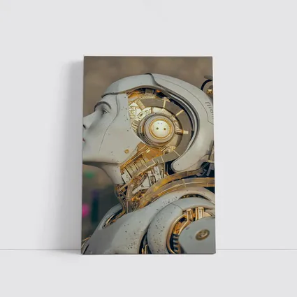 Gold Mechanical Robot Woman Profile Art