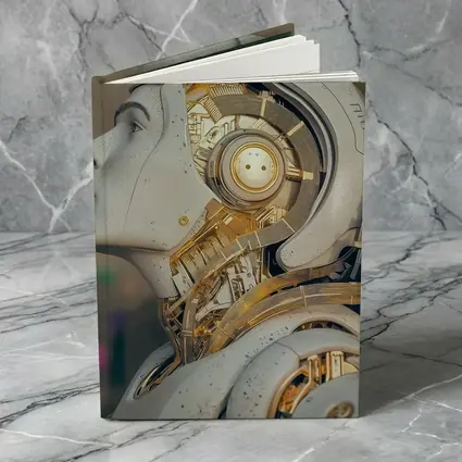 Gold Mechanical Robot Woman Profile Art