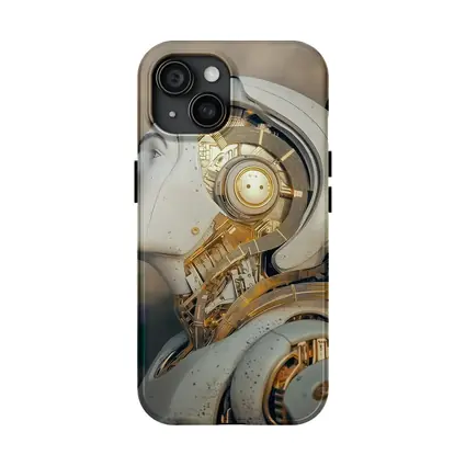 Gold Mechanical Robot Woman Profile Art