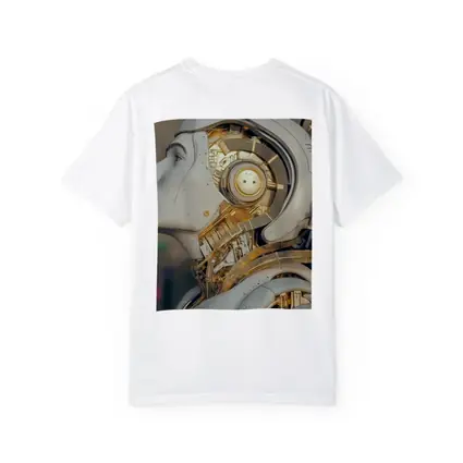 Gold Mechanical Robot Woman Profile Art