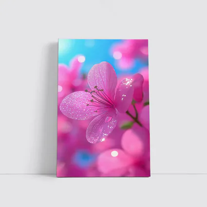 Pink Flower Blossoms Blue Sky Background
