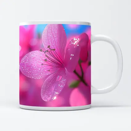 Pink Flower Blossoms Blue Sky Background