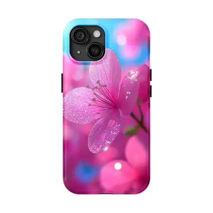 Pink Flower Blossoms Blue Sky Background