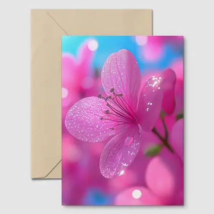 Pink Flower Blossoms Blue Sky Background