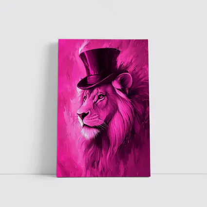 Pink Lion Top Hat Magenta Art