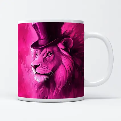 Pink Lion Top Hat Magenta Art