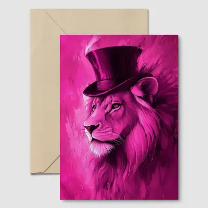 Pink Lion Top Hat Magenta Art