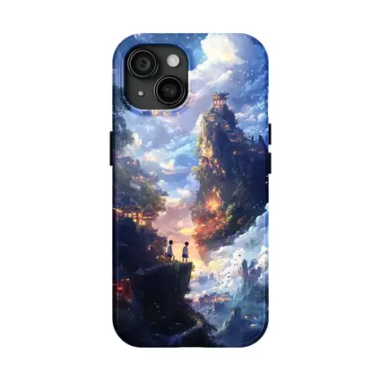 Anime Children Floating Mountain Sky Fantasy
