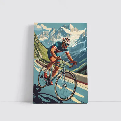 Road Cyclist Racing Through Alpine Mountain Pass