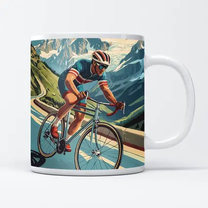 Road Cyclist Racing Through Alpine Mountain Pass