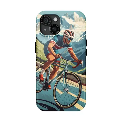 Road Cyclist Racing Through Alpine Mountain Pass