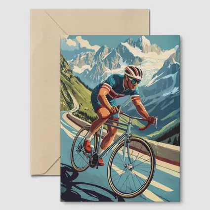 Road Cyclist Racing Through Alpine Mountain Pass