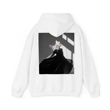 Woman Black Dress Dancing Gray Studio