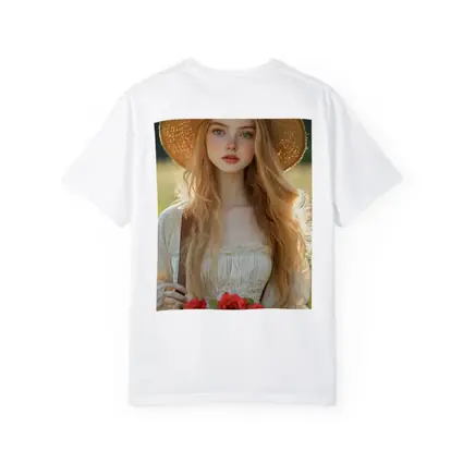 Young Woman Roses Basket Sunny Field