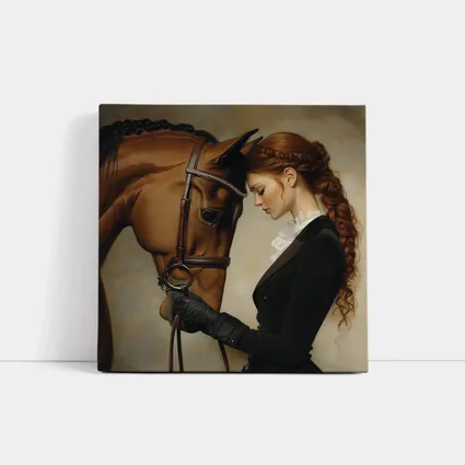 Equestrian Woman With Chestnut Horse Portrait