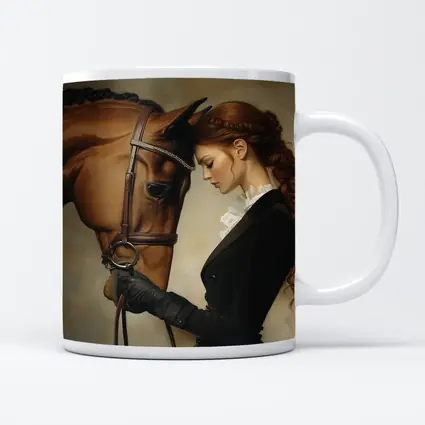 Equestrian Woman With Chestnut Horse Portrait