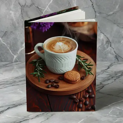 Latte Art Coffee Cup Wooden Tray Setup