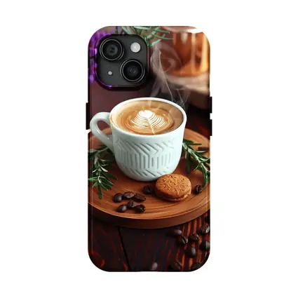 Latte Art Coffee Cup Wooden Tray Setup