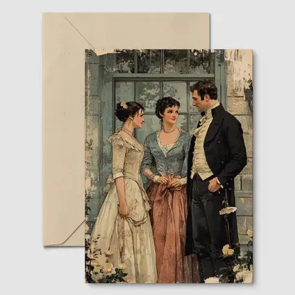 Regency Era Couple Vintage Illustration Art