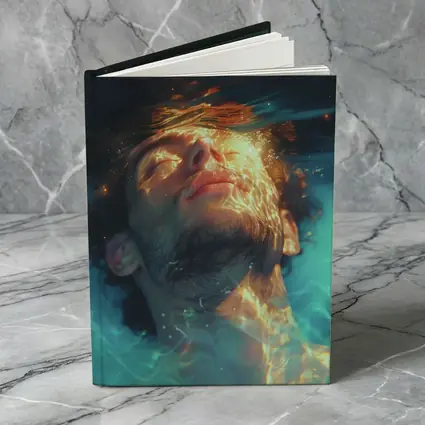 Man Floating Underwater Serene Digital Art
