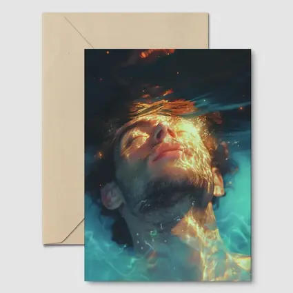 Man Floating Underwater Serene Digital Art