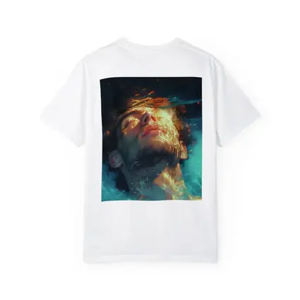 Man Floating Underwater Serene Digital Art