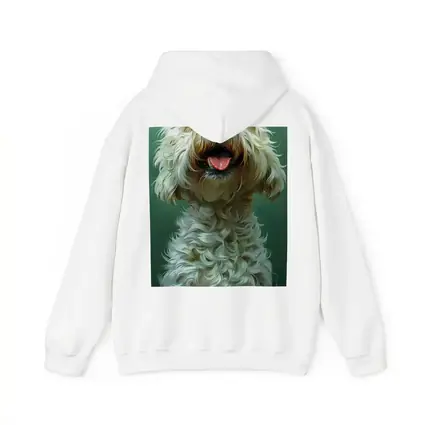 Fluffy Goldendoodle Dog Green Background Art