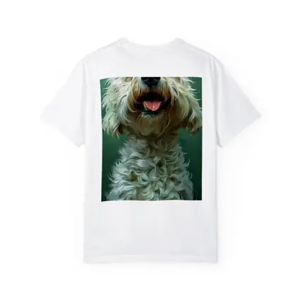Fluffy Goldendoodle Dog Green Background Art