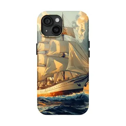 Tall Ship Sailing Ocean Golden Sky Art