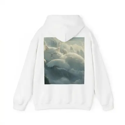 White Cat Sleeping on Mountain Clouds Fantasy